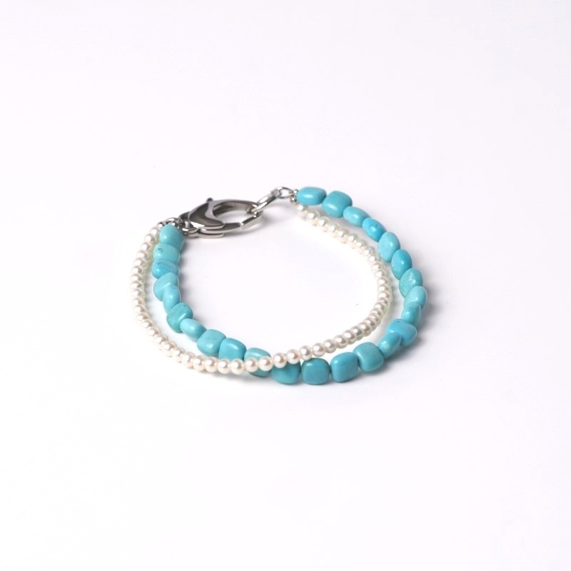 Tansy(タンシー)　ターコイズ・ホワイトパールコンビブレスレット