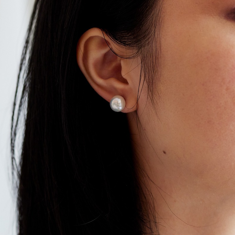 大粒 k18 マベパール真珠イヤリング直径約15.5mm 厚さ9mm6.0g