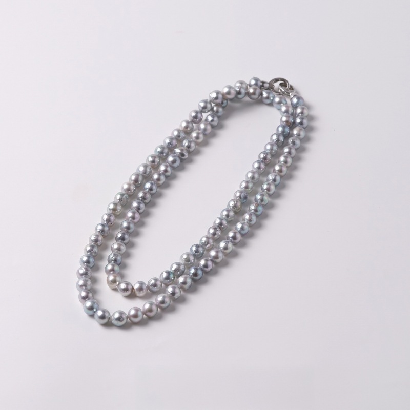 Michelle(ミシェル)　アコヤパールロング・シルバーグレーネックレス