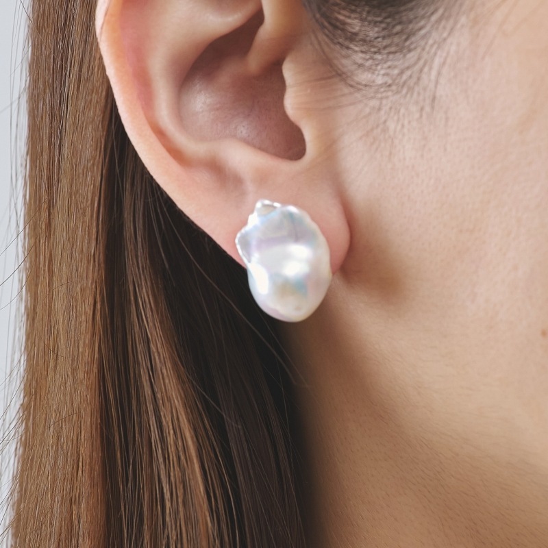 オイスターパールピアス淡水パールバロックスダットピアスNO25-1245 WEB限定】Unique+ 淡水真珠 ピアス/イヤリング 12mmUP K18YG