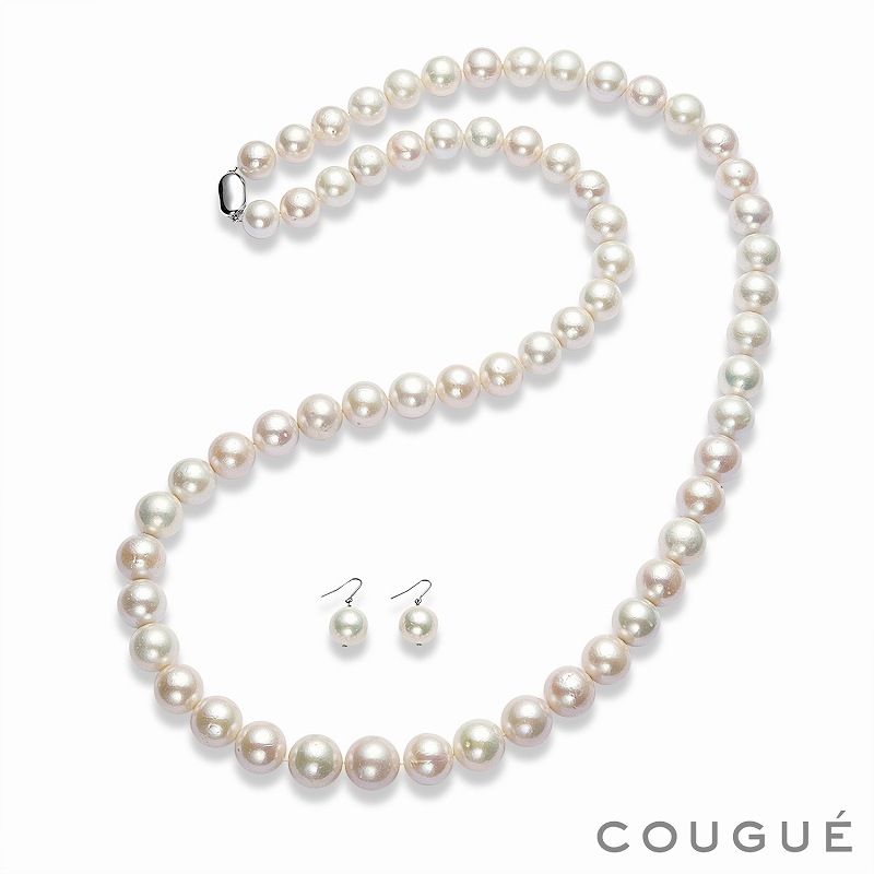 15 ホワイト大珠淡水真珠ロングネックレス 自由が丘cougue クーゲ