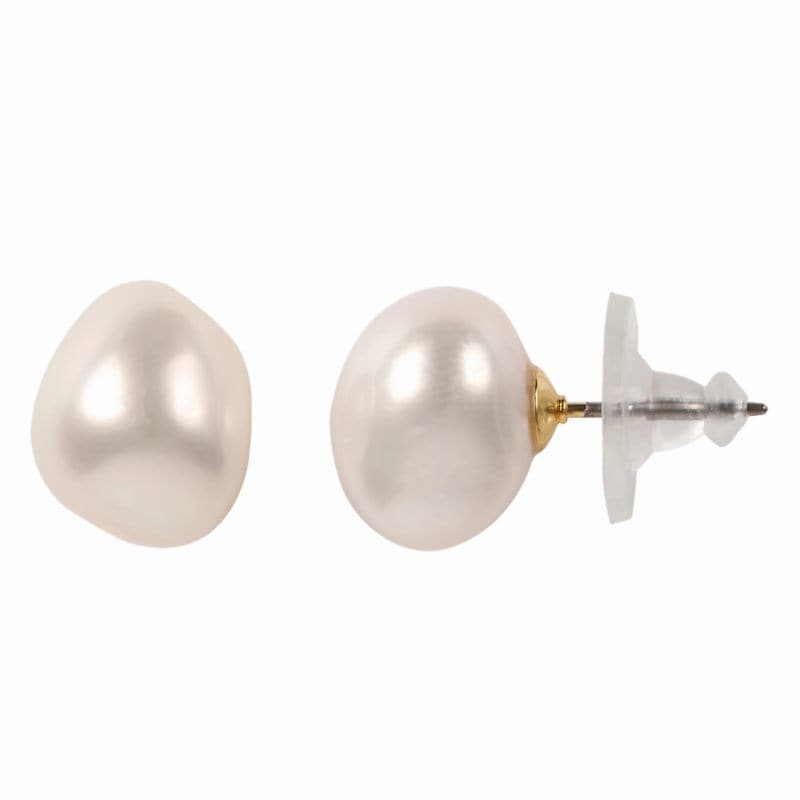 12-13mm ビーンズシェイプ大粒バロックパールピアス・真珠ピアス