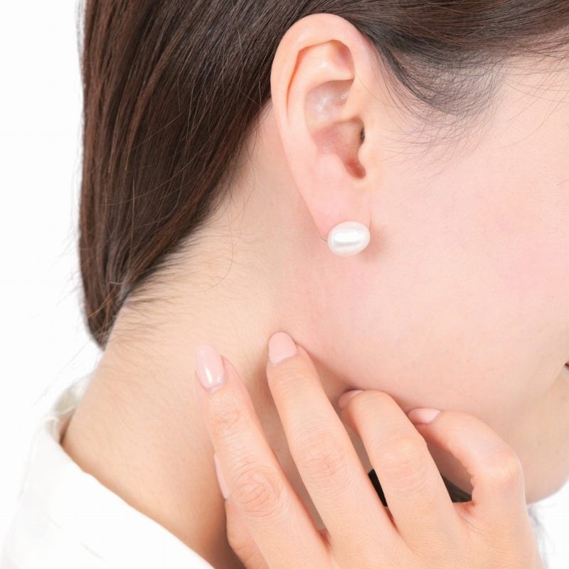 017Pw【高品質✨】ピアス　淡水パール　一粒真珠　ダイヤ　6爪留め　大人可愛い 楽天市場】パール ピアス【淡水パール 専門店】冠婚葬祭 普段