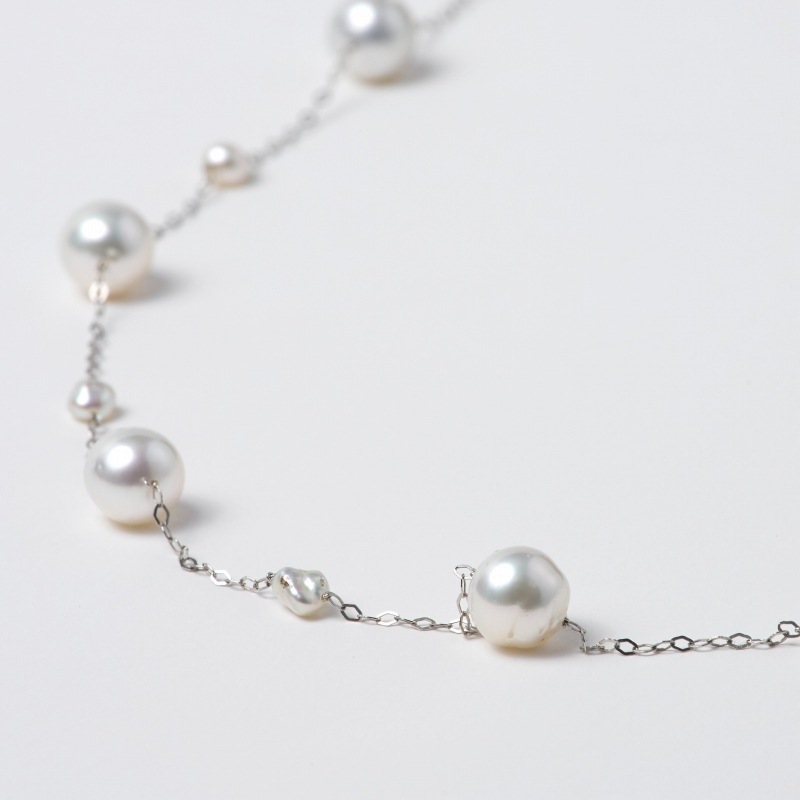 Bronte(ブロンテ)　南洋パールホワイト・バロックステーションネックレス