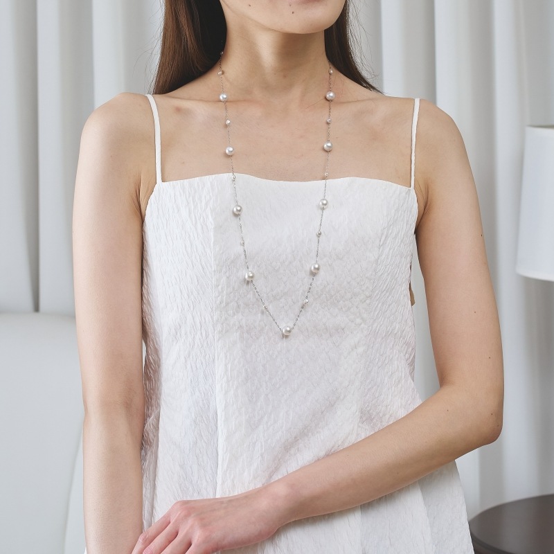 Bronte(ブロンテ)　南洋パールホワイト・バロックステーションネックレス