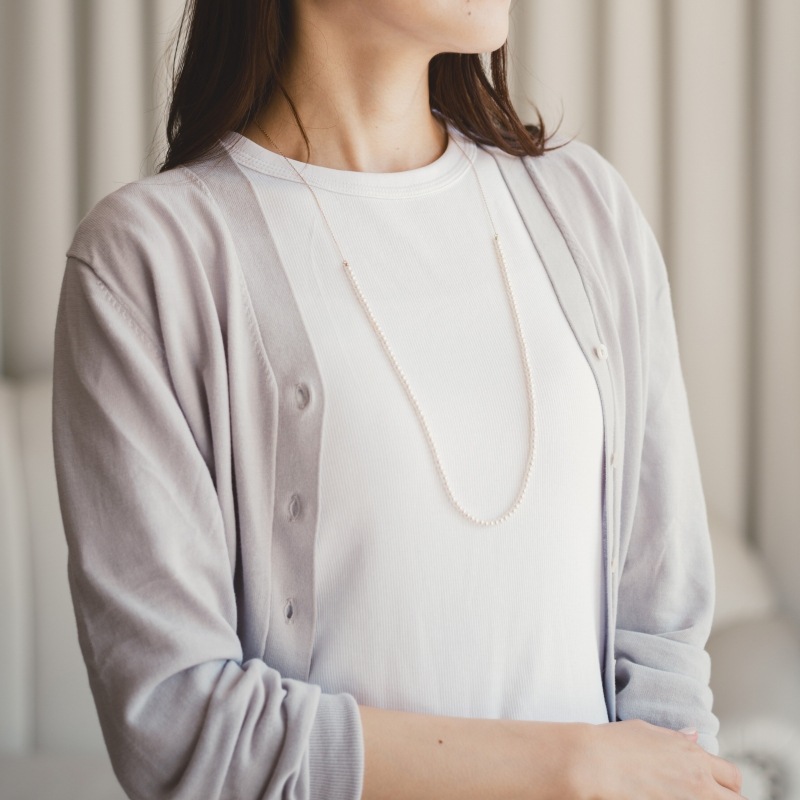 Amy(アミイ)　淡水パールホワイトベビーチェーンネックレス