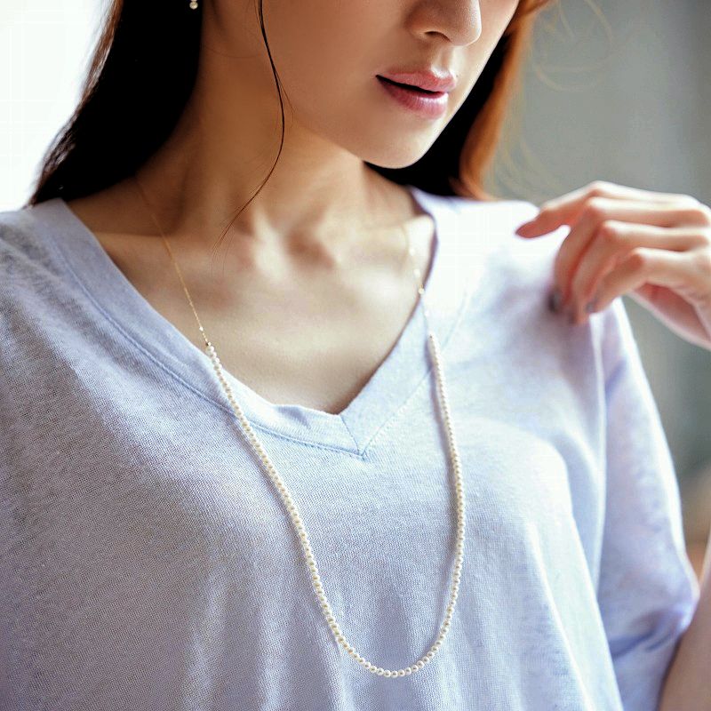 Amy(アミイ)　淡水パールホワイトベビーチェーンネックレス