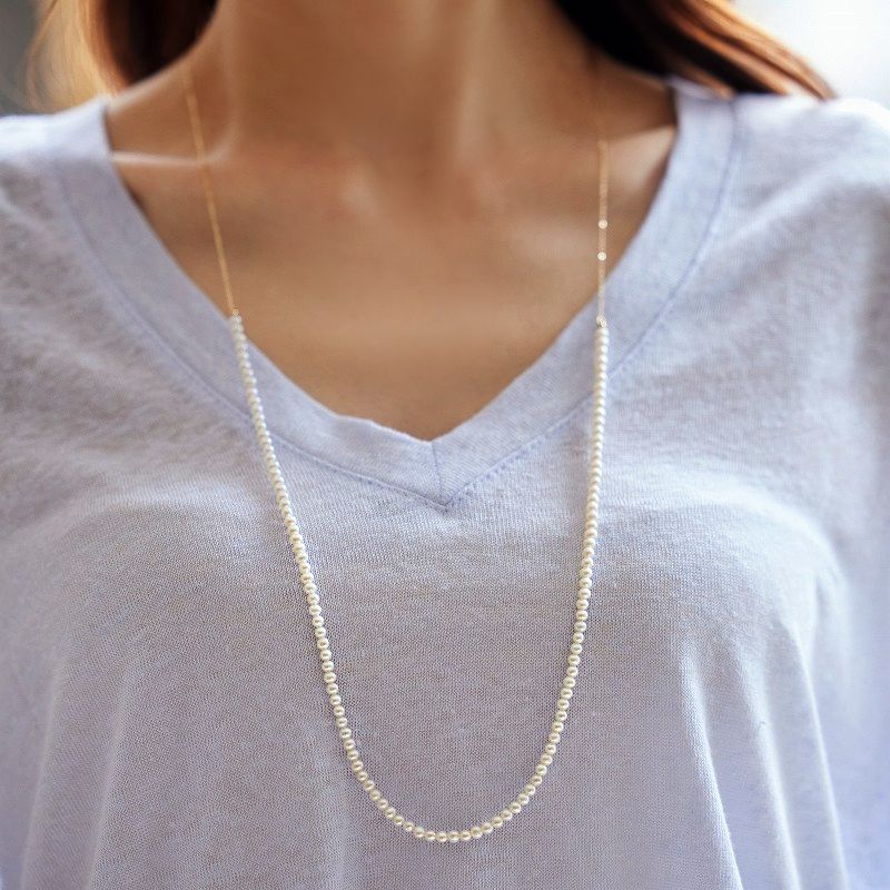 Amy(アミイ)　淡水パールホワイトベビーチェーンネックレス