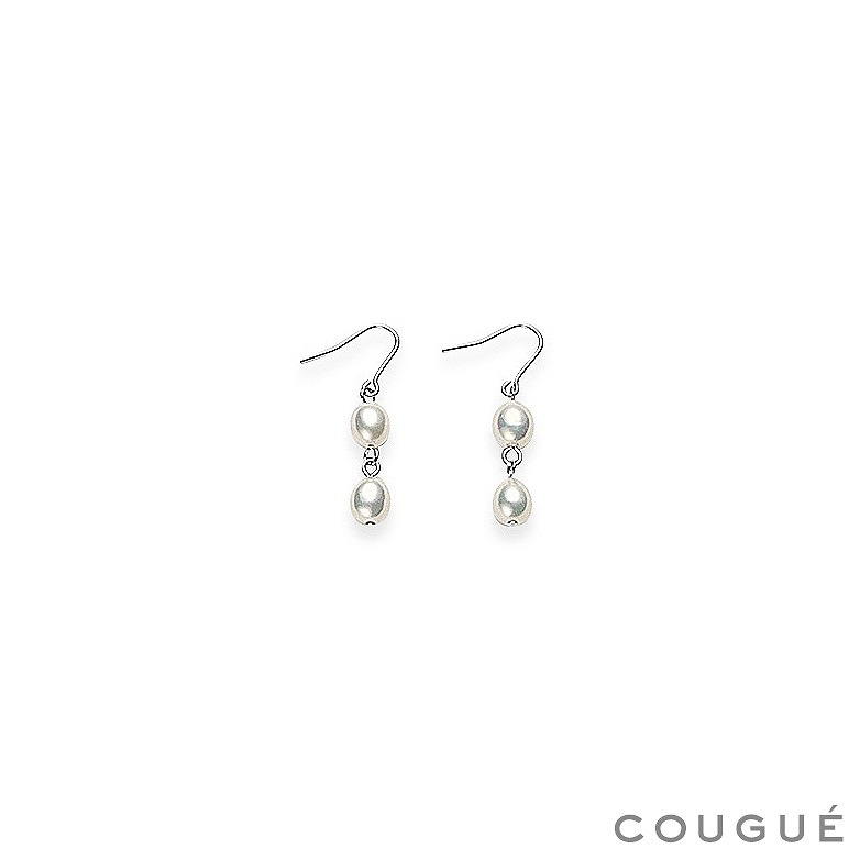 Nora(ノラ)　淡水パールホワイトライスシェイプ・ロングネックレス