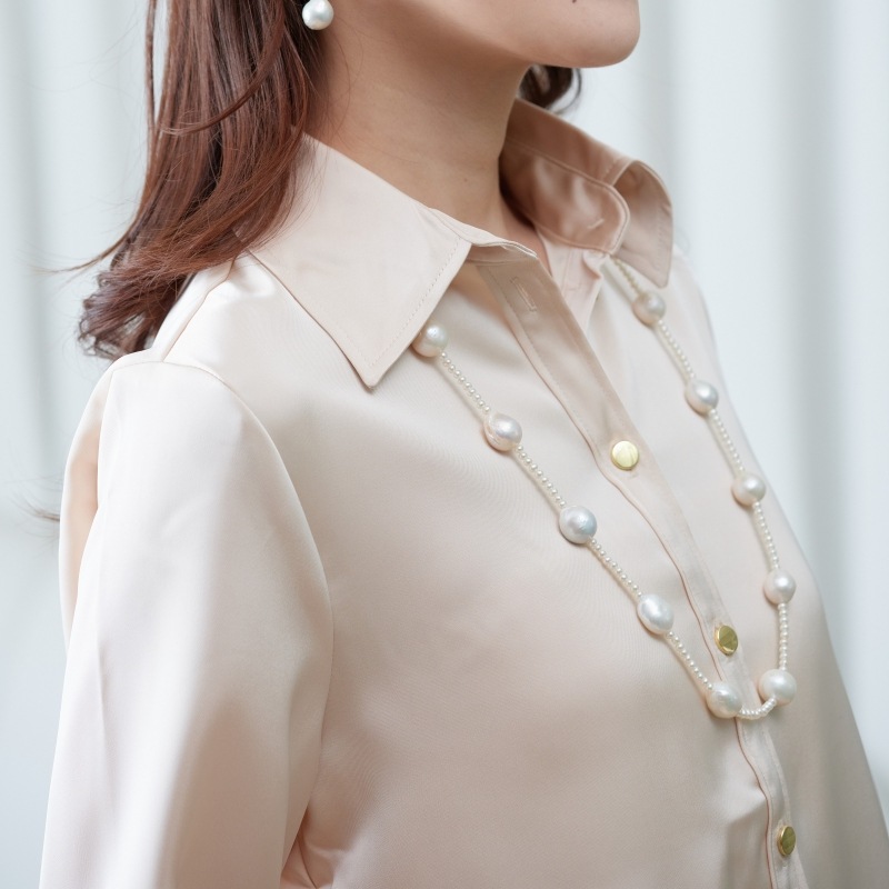 Roda(ローダ) 淡水パールベビー&バロックステーションネックレス