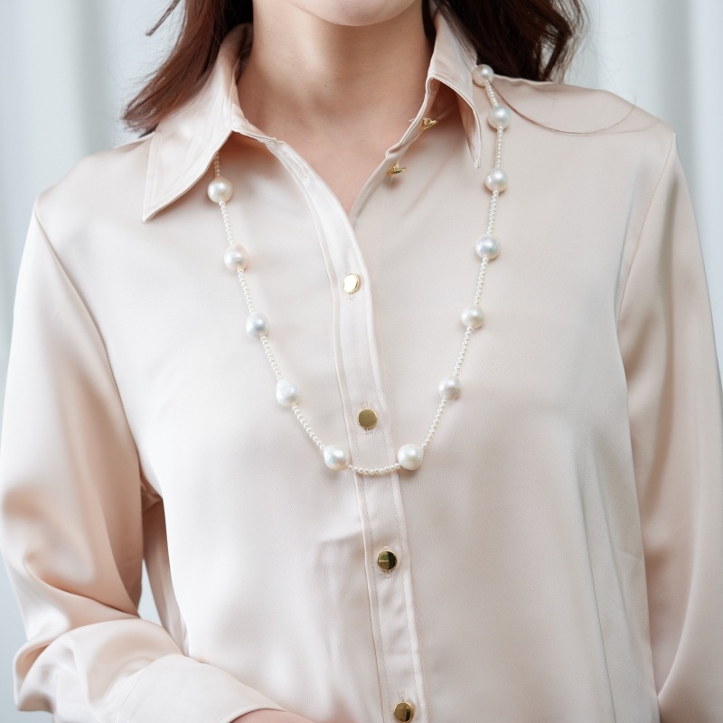 Roda(ローダ) 淡水パールベビー&バロックステーションネックレス