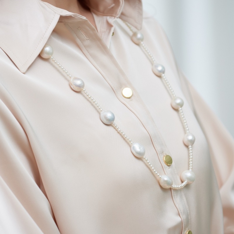 Roda(ローダ) 淡水パールベビー&バロックステーションネックレス