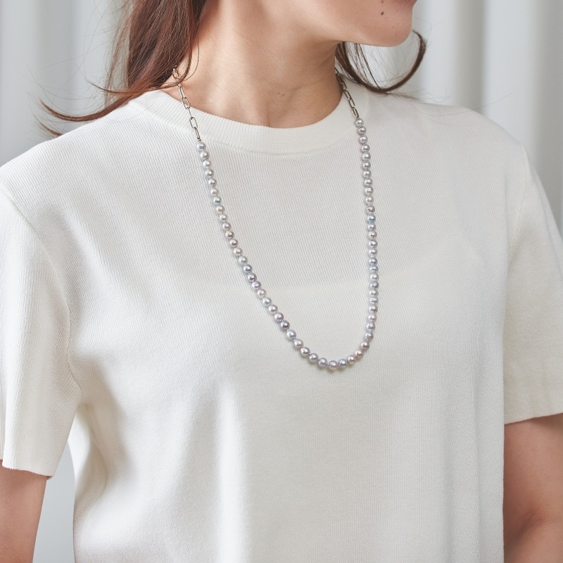 Emilia(エミリア) アコヤパールグレー・チェーンネックレス｜自由が丘