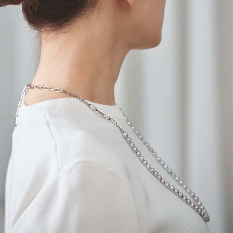 Emilia(エミリア) アコヤパールグレー・チェーンネックレス