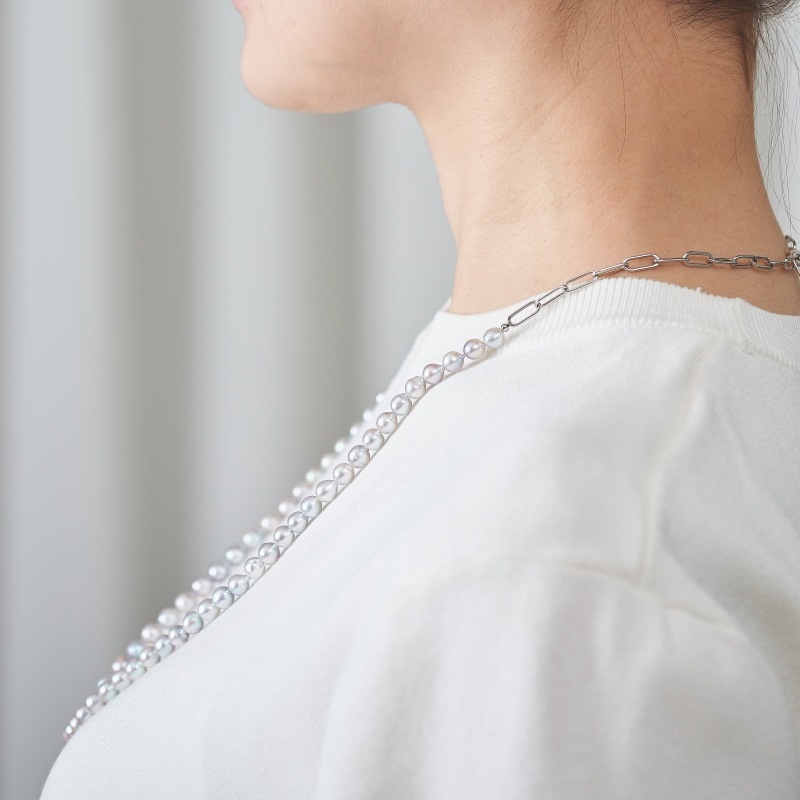 Emilia(エミリア) アコヤパールグレー・チェーンネックレス｜自由が丘