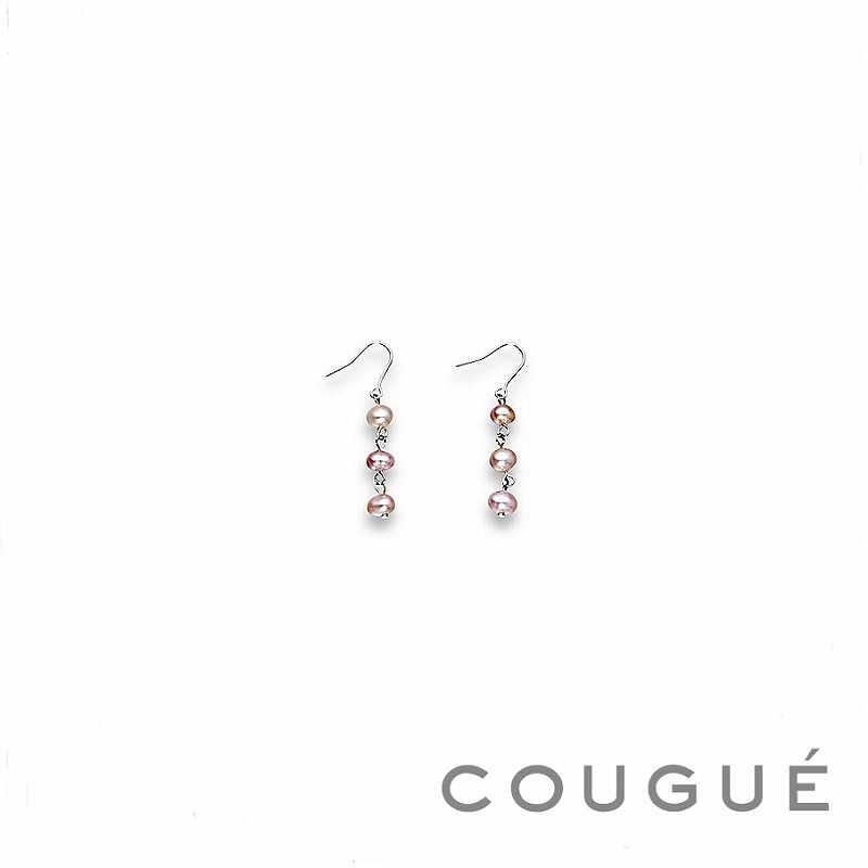 ベビーパール ロングパールネックレス 120-125cm 淡水パール ナチュラルピンク ポテトシェープ4mm 可愛らしさ イヤリングピアスセット