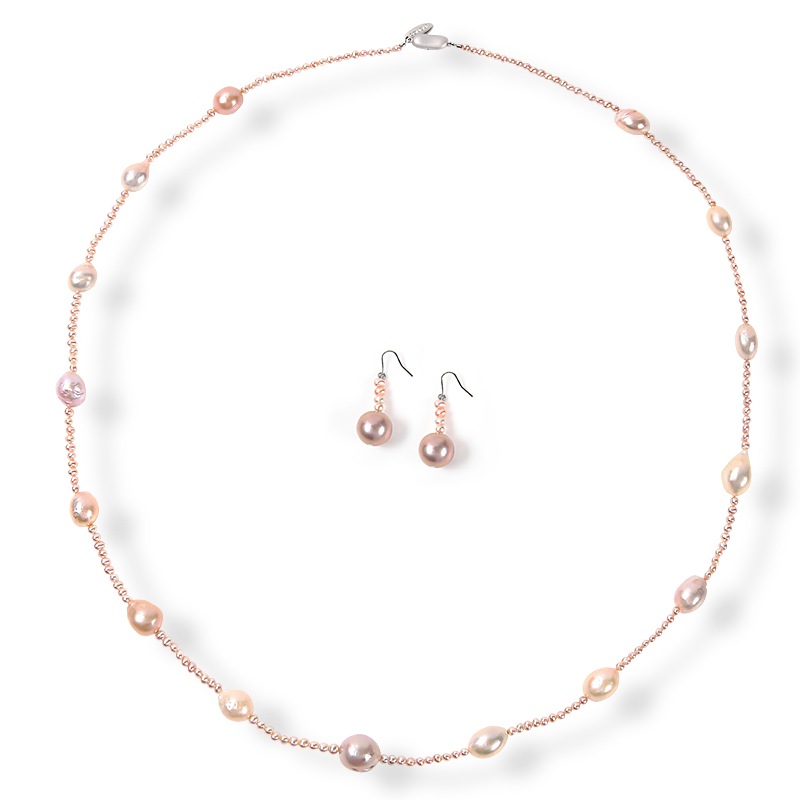 ピンクベビーパール×大粒バロックパールピンク ステーション  