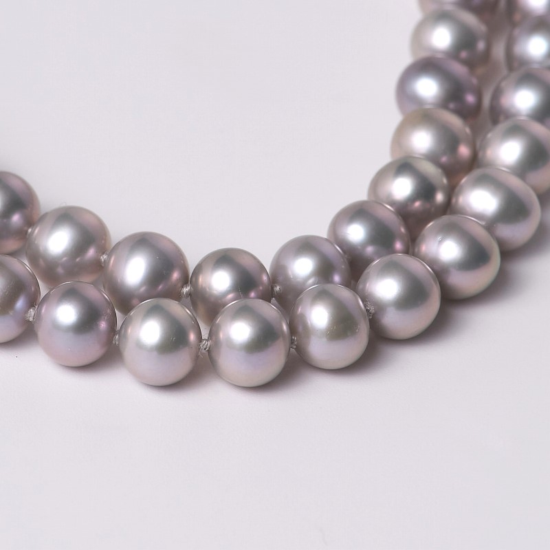 Solene(ソレーヌ) 淡水パールグレーセミラウンド・ロングネックレス