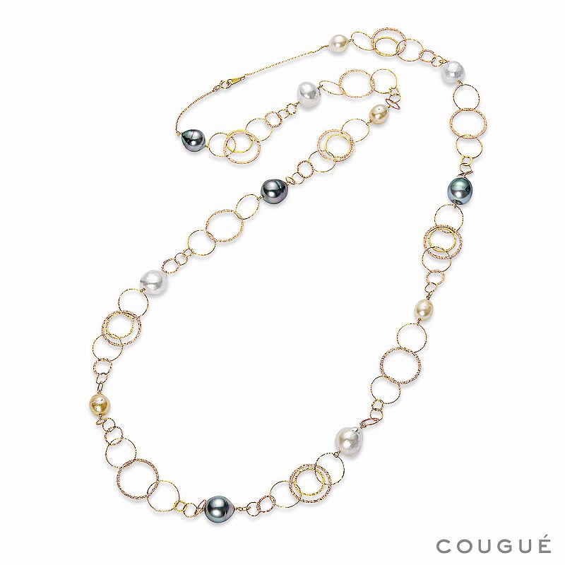 南洋パール チェーンネックレス ステーションネックレス 80-85cm マルチバロック 10-13mm 南洋真珠 18K イエローゴールド ホワイトゴールド ピンクゴールド タヒチ 黒蝶真珠 白蝶真珠