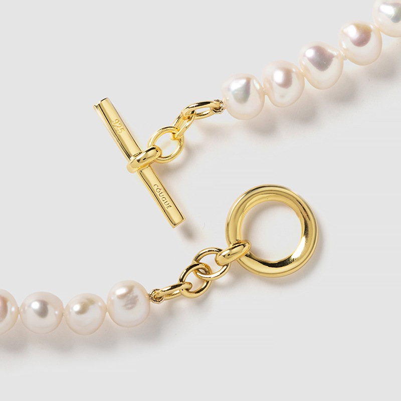 Avignon(アヴィニョン・ゴールド)　淡水パールホワイト・バロックロングネックレス