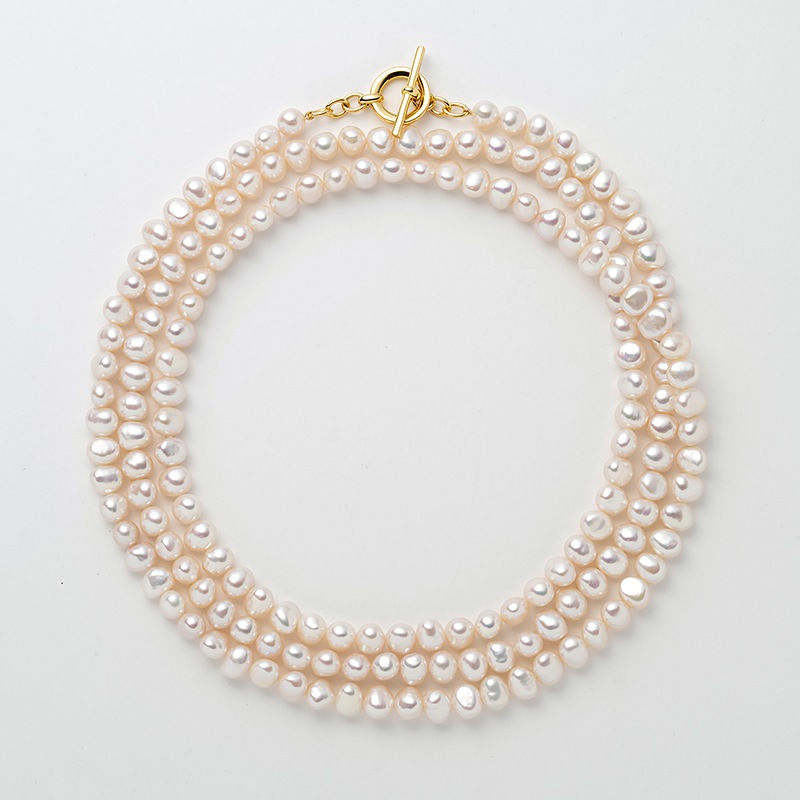 Avignon(アヴィニョン・ゴールド)　淡水パールホワイト・バロックロングネックレス