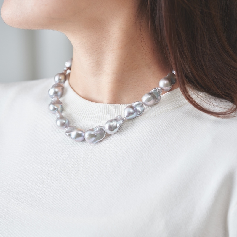 南洋真珠　グレーのネックレス 南洋パール バロック グレー ネックレス（B-48) | jewelryshuho