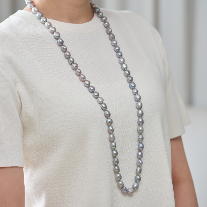 Claudette(クローデット) 淡水パールグレーバロック・ロングネックレス