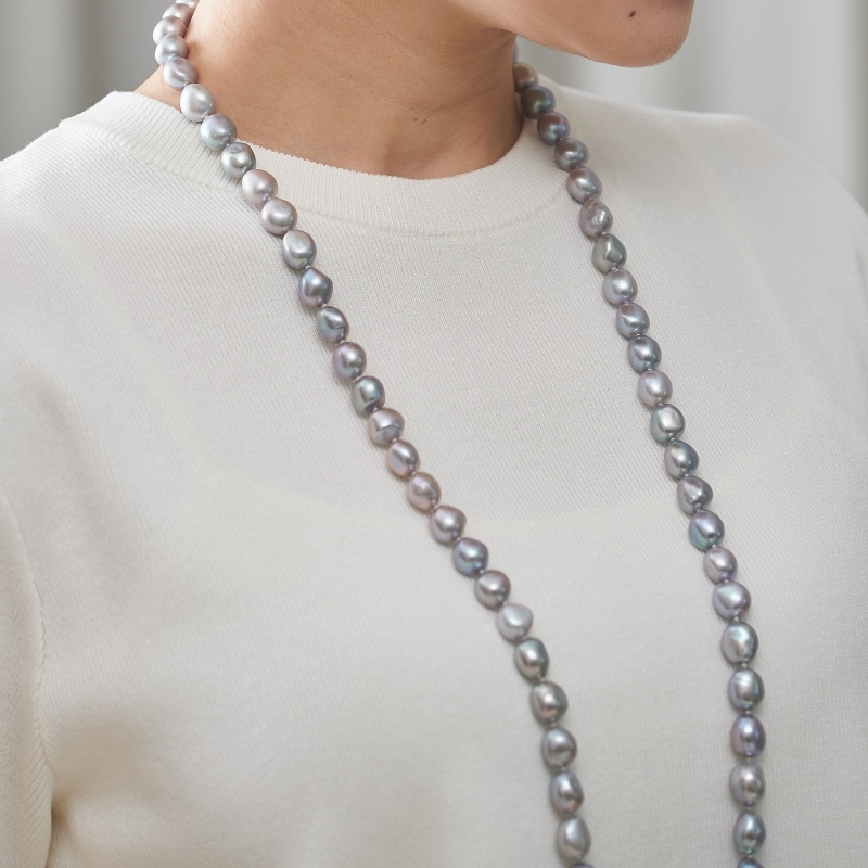 Claudette(クローデット) 淡水パールグレーバロック・ロングネックレス