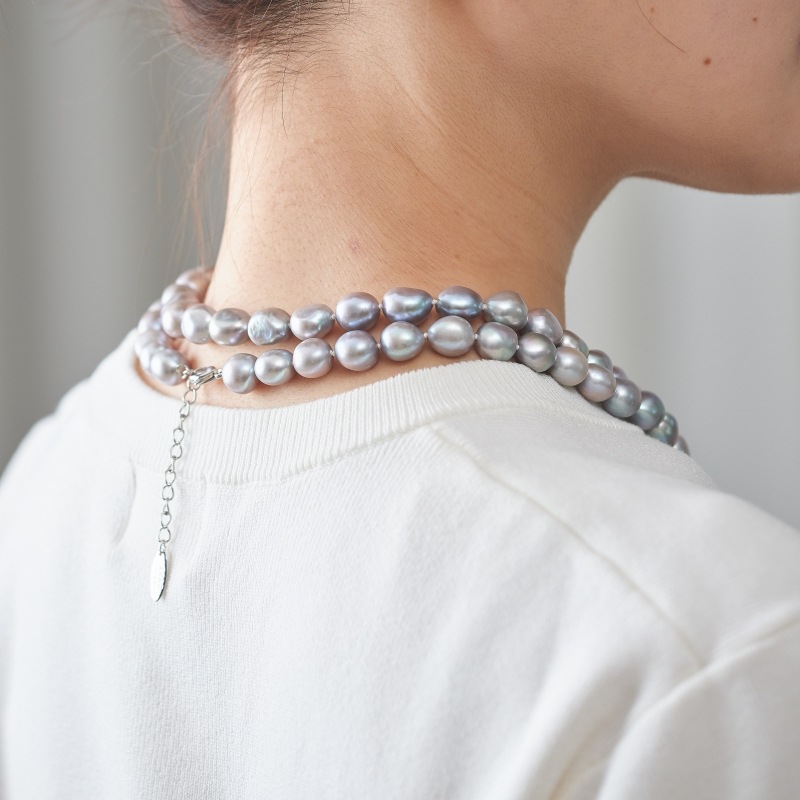 Claudette(クローデット) 淡水パールグレーバロック・ロングネックレス