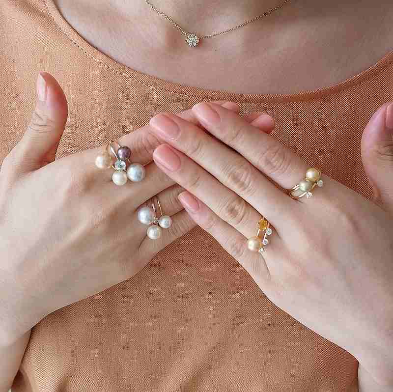 18金 自由が丘シリーズ リング パール1珠 ナチュラルグリーン