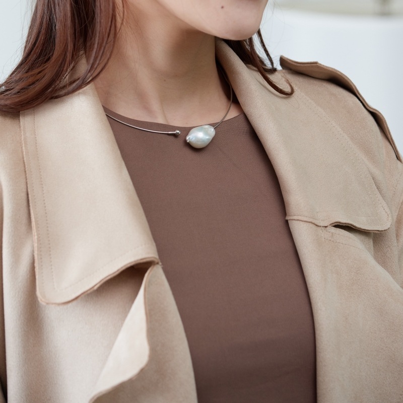 Heaven(ヘヴン）　淡水パールホワイトオイスター・大粒ワンポイントチョーカー