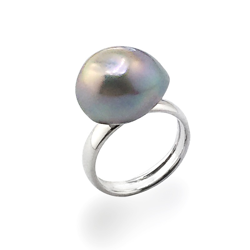 淡水グレーバロックパール　リング　シルバー925