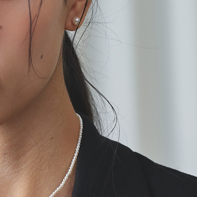 5.5-6mm　一粒スタッズパールピアス・真珠ピアス・イヤリング変更可　淡水パール　小粒