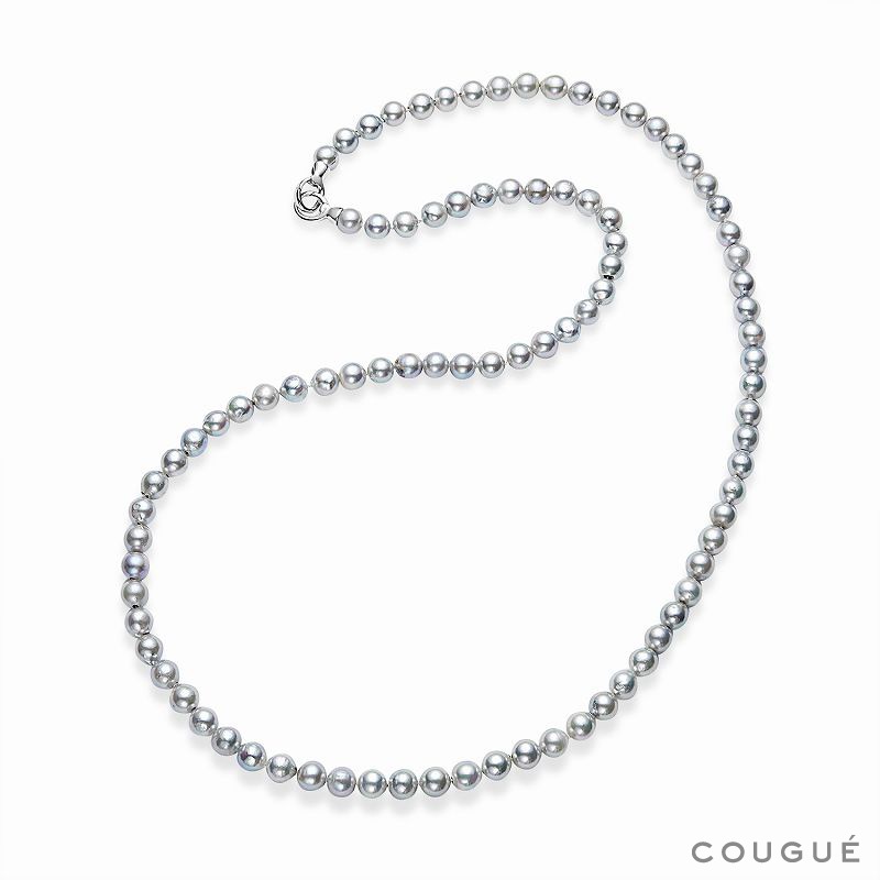 アコヤパール　プラチナグレーカラー　バロックパール　8～8.5㎜ 　ロングネックレス　80~85㎝