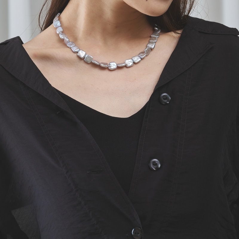 パールグレー ネックレス Lydia(リディア) 淡水パールグレー・スクエアネックレスセット