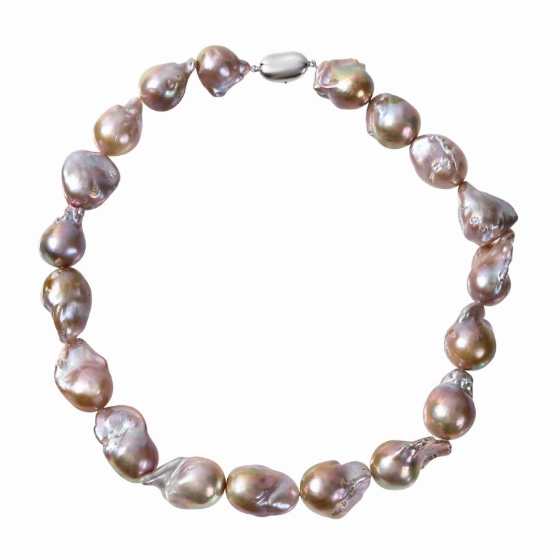 一点物】大粒淡水バロックパールネックレス 42㎝ シャンパンゴールド  