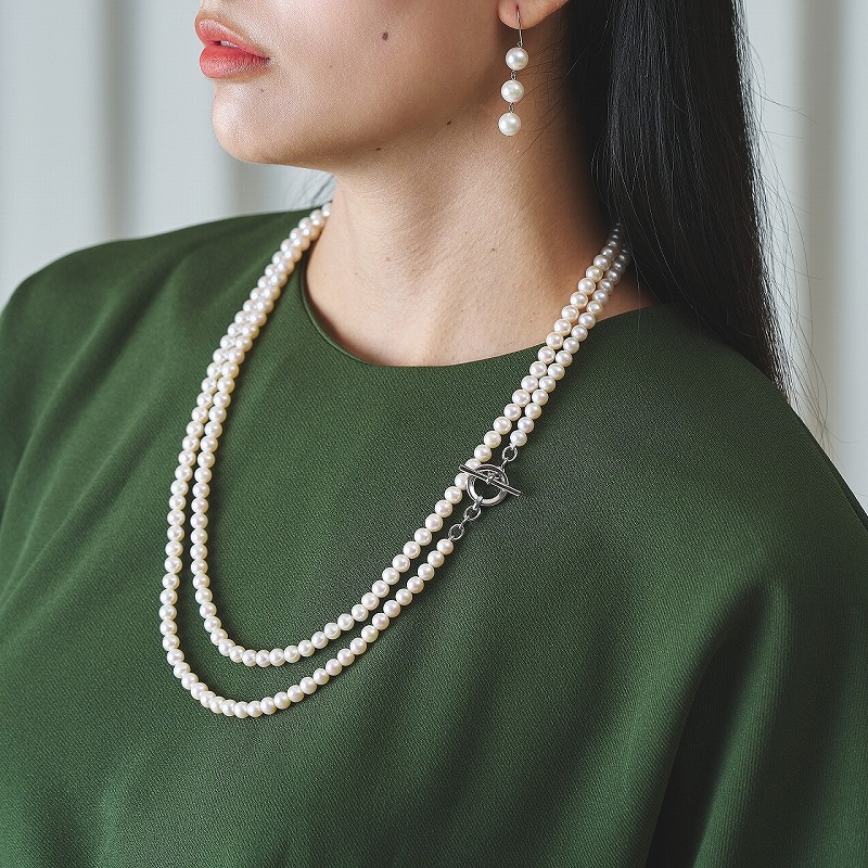 Sydney(シドニー) 淡水パールホワイトロングネックレス｜自由が丘