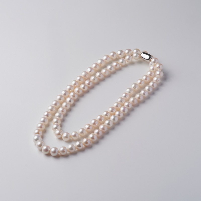 Daria(ダリア)　淡水パールホワイト大粒ロングネックレス