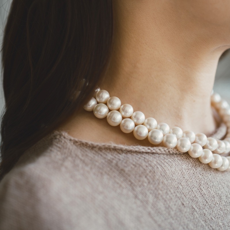 Daria(ダリア) 淡水パールホワイト大粒ロングネックレス｜自由が丘