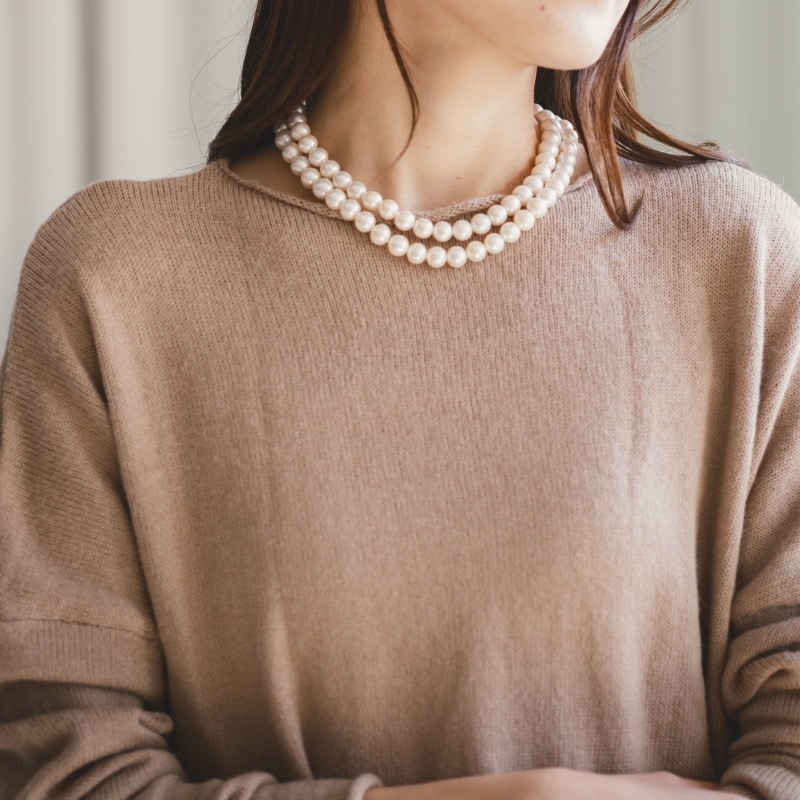Daria(ダリア) 淡水パールホワイト大粒ロングネックレス｜自由が丘