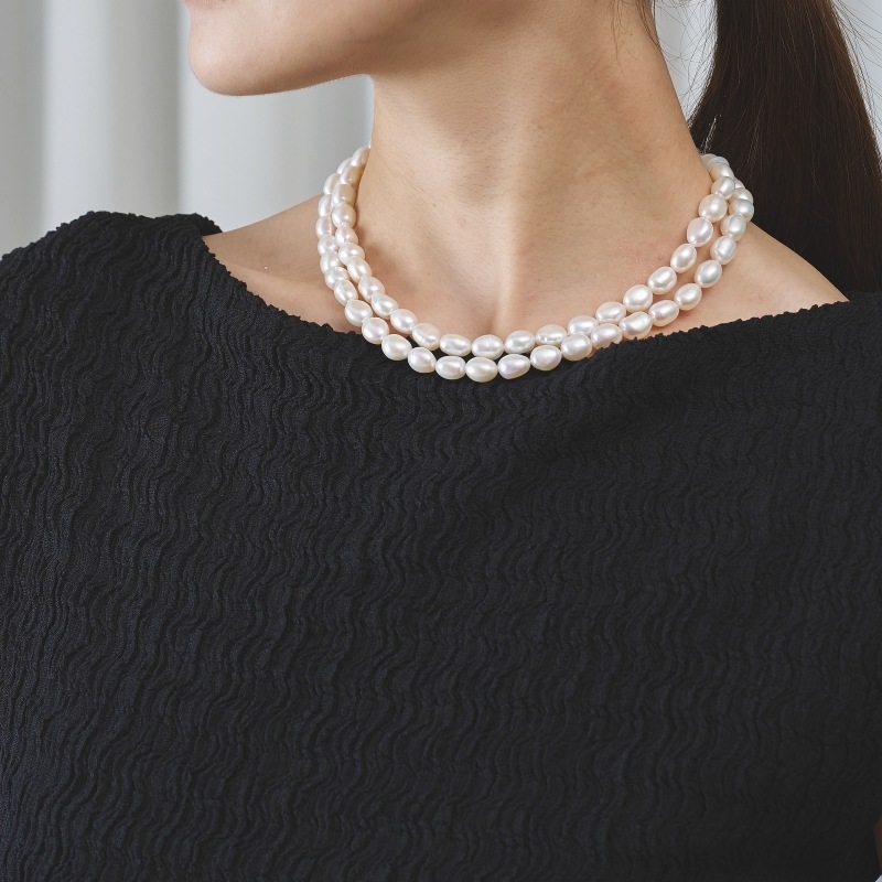 Heather(ヘザー)　淡水パールホワイト・バロックロングネックレス