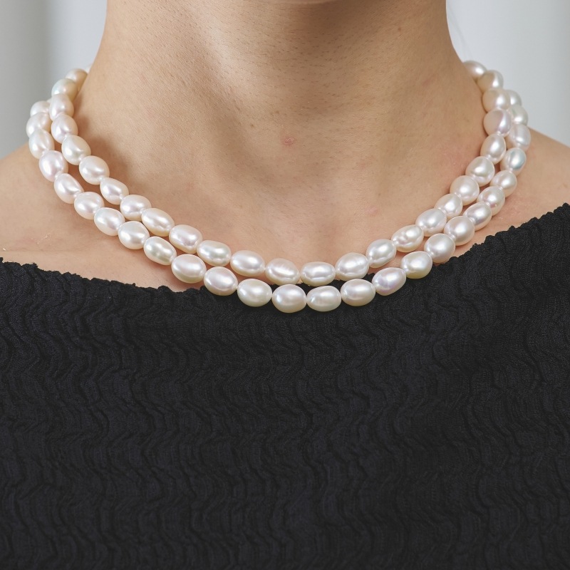 Heather(ヘザー)　淡水パールホワイト・バロックロングネックレス