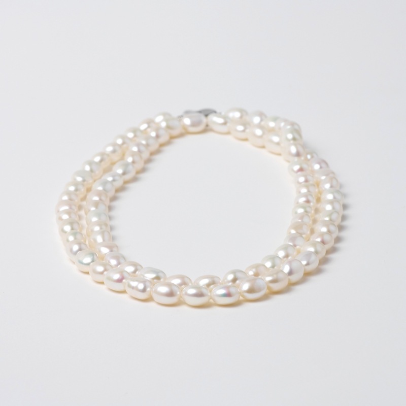 Heather(ヘザー)　淡水パールホワイト・バロックロングネックレス