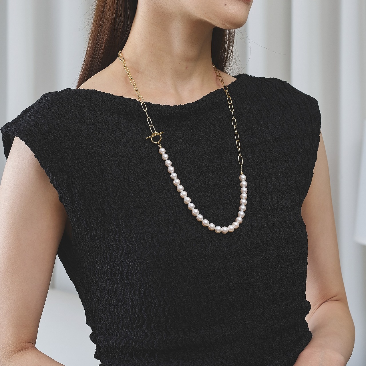 Paige(ペイジ)　アコヤパールチェーンネックレス