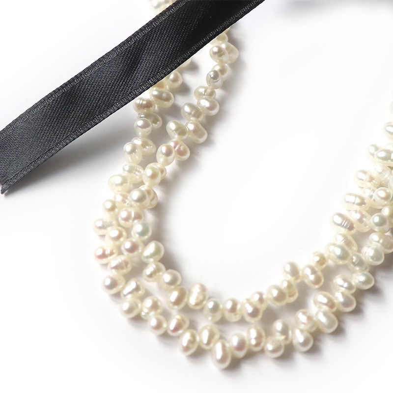 Outlet66 Off お買い得プライス 淡水小粒パール クレオタイプ ロングネックレス 1cm ホワイト サテンリボンで結ぶ タイプ 自由が丘cougue クーゲ