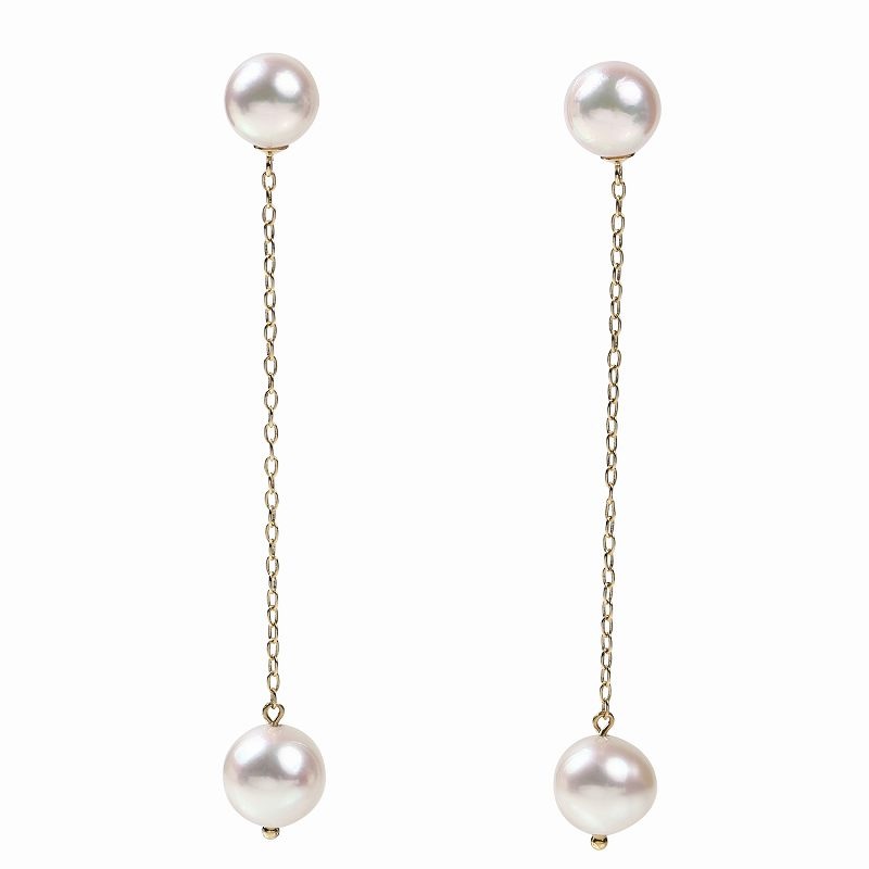 ロングチェーン スイング パール ピアス (アコヤ/淡水パール) 約8-8.5mm チェーンタイプ
