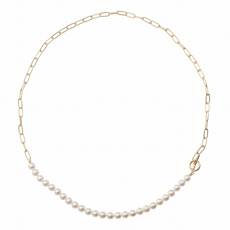 アコヤパールチェーンネックレス 65cm ホワイトラウンド 7.5-8mm 18K 
