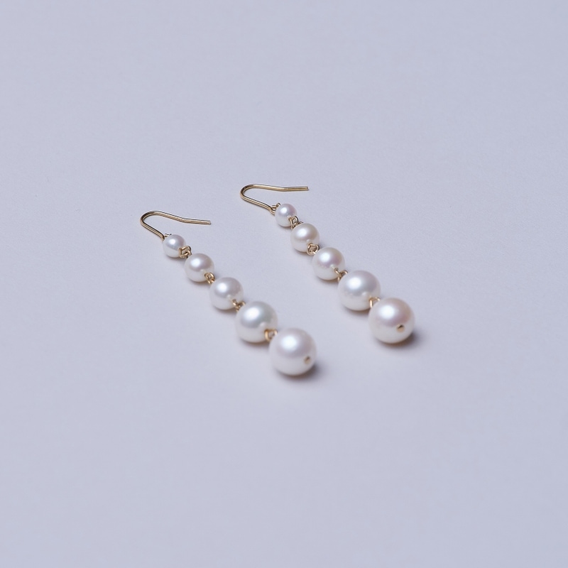 Ella1(エラ1) 淡水パールホワイトグラデーションピアス｜自由が丘