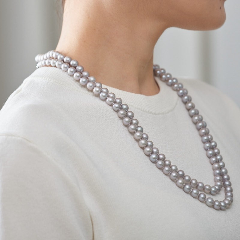 Rudy(ルディー) 淡水パールグレー・セミラウンドスーパーロングネックレス