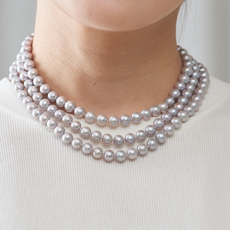 Rudy(ルディー) 淡水パールグレー・セミラウンドスーパーロングネックレス